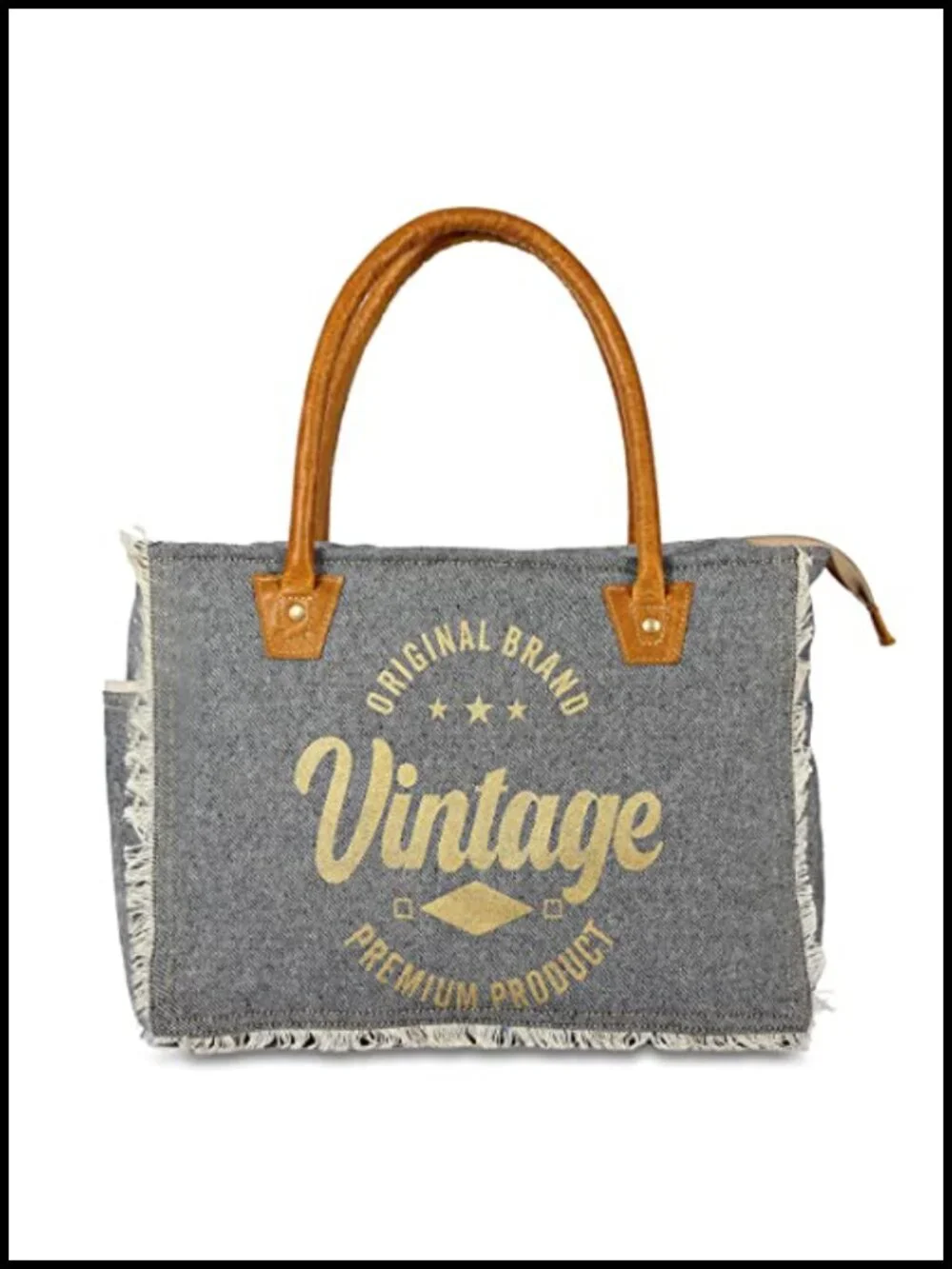 Upcycled Canvas and Leather Tote Bag Satchel Shoulder Crossbody